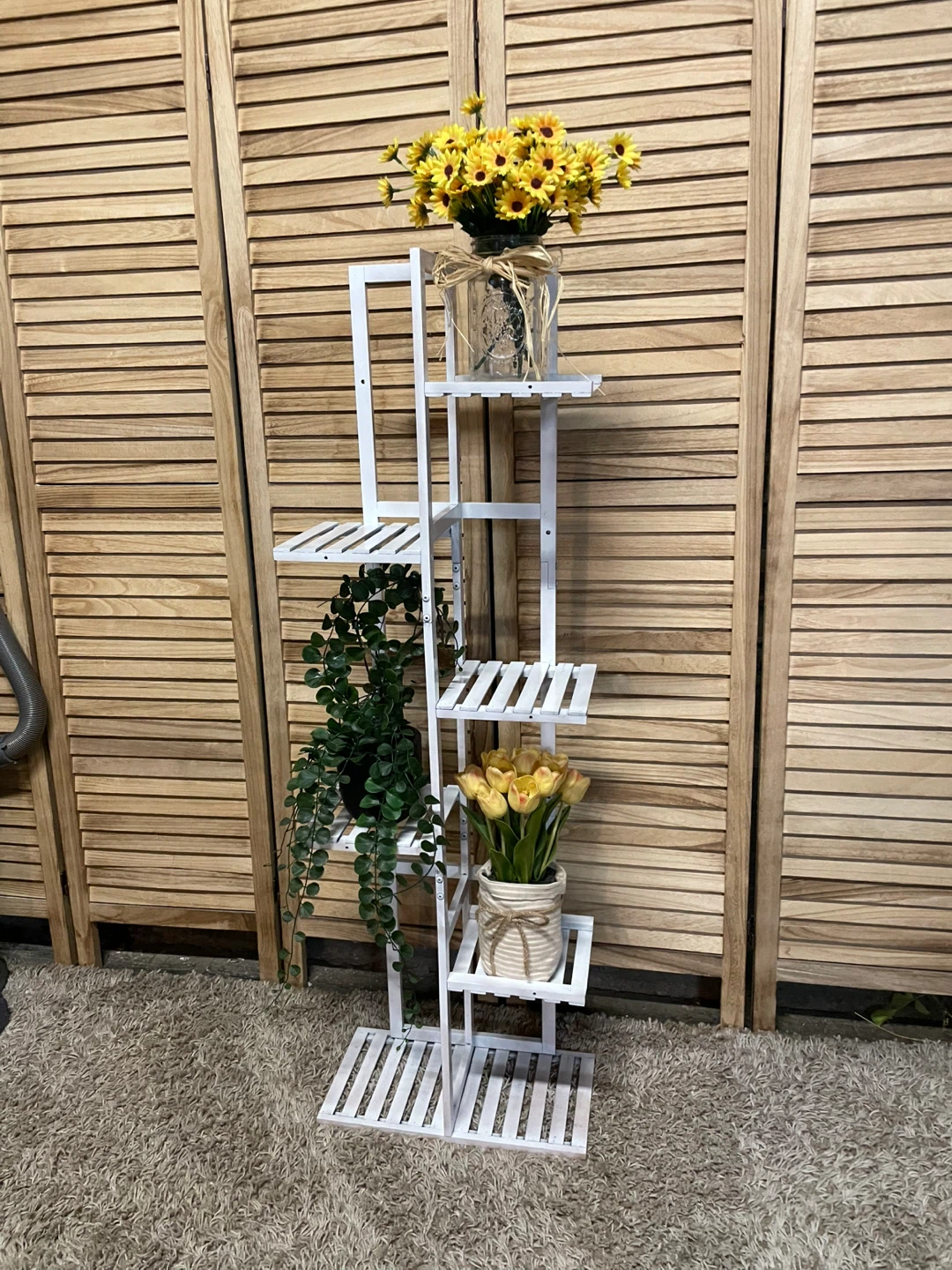White Wooden Plant Stand - photo 3