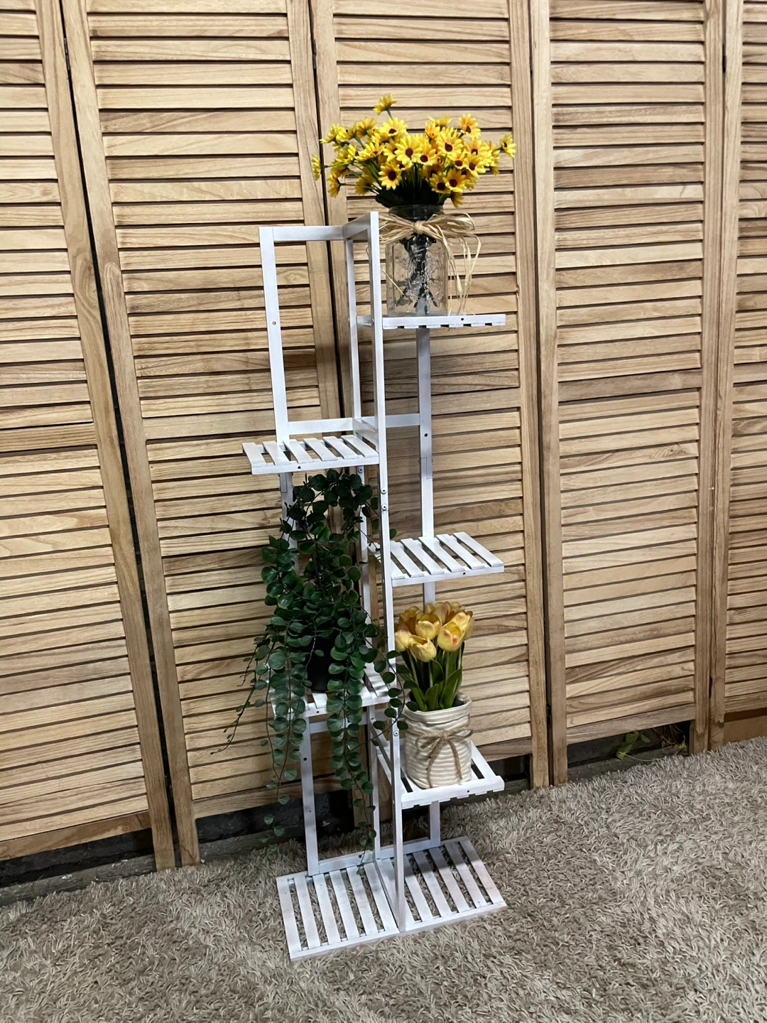 White Wooden Plant Stand - photo 2