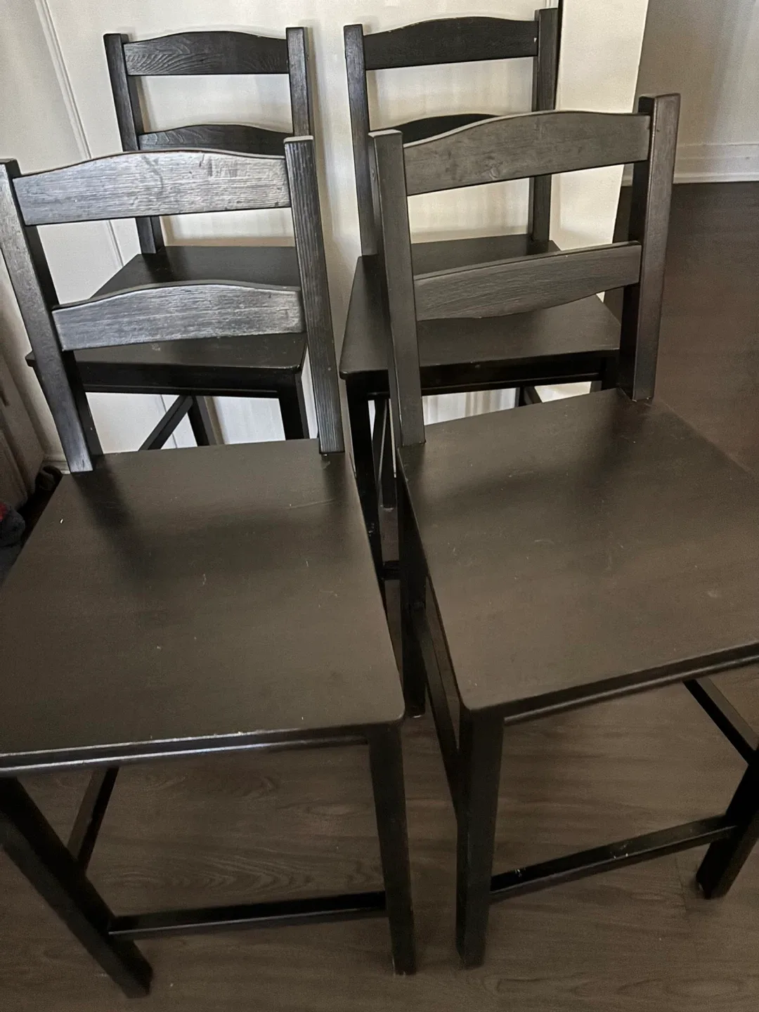 Set of 4 Black wooden island /Bar Stool chairs thumbnail