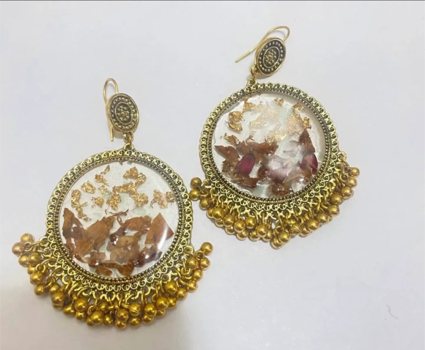 Handmade Gold Dangle Earrings thumbnail