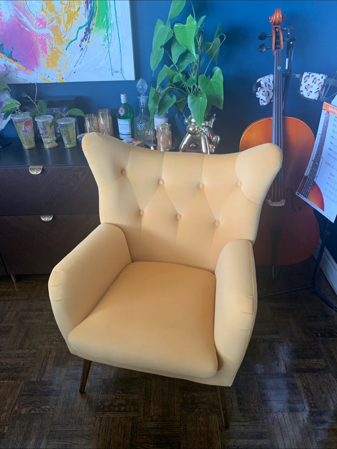 Mustard Yellow Velvet Accent Chair 🥕 thumbnail