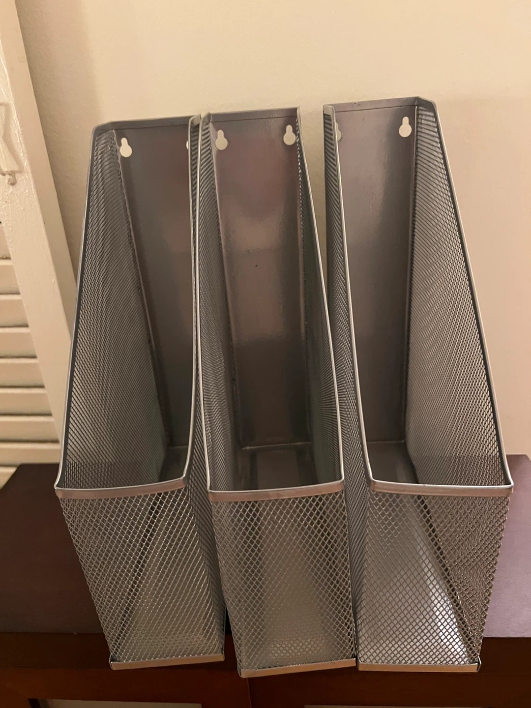 Set of 3 Silver Mesh File Organizers