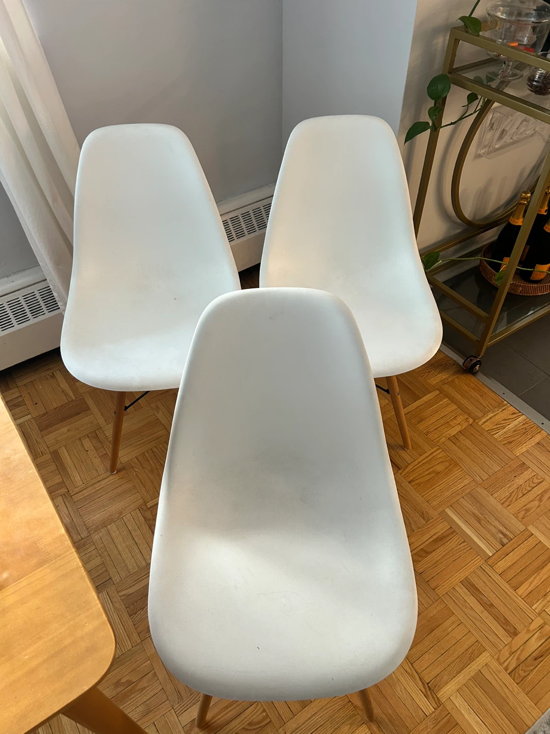 Set of 3 White Eames Style Dining Chairs