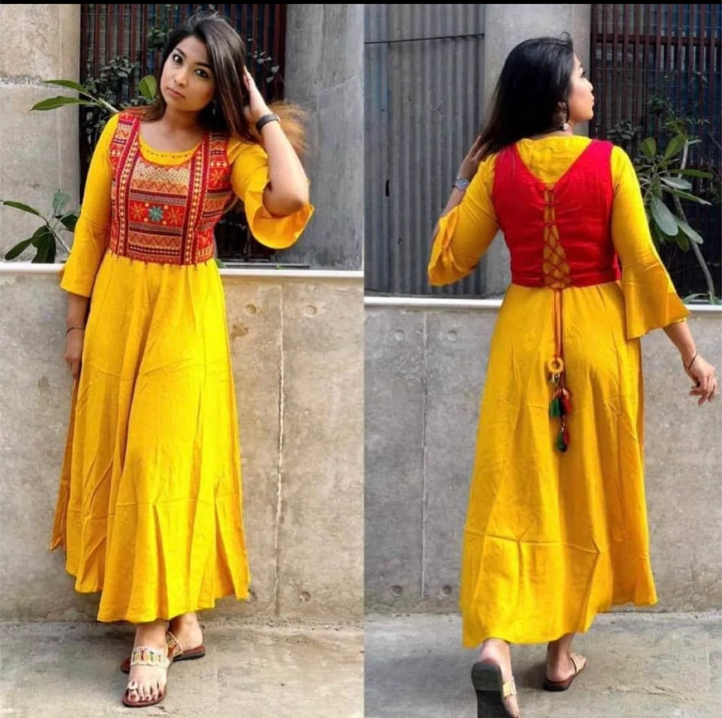 Yellow Embroidered Maxi Dress