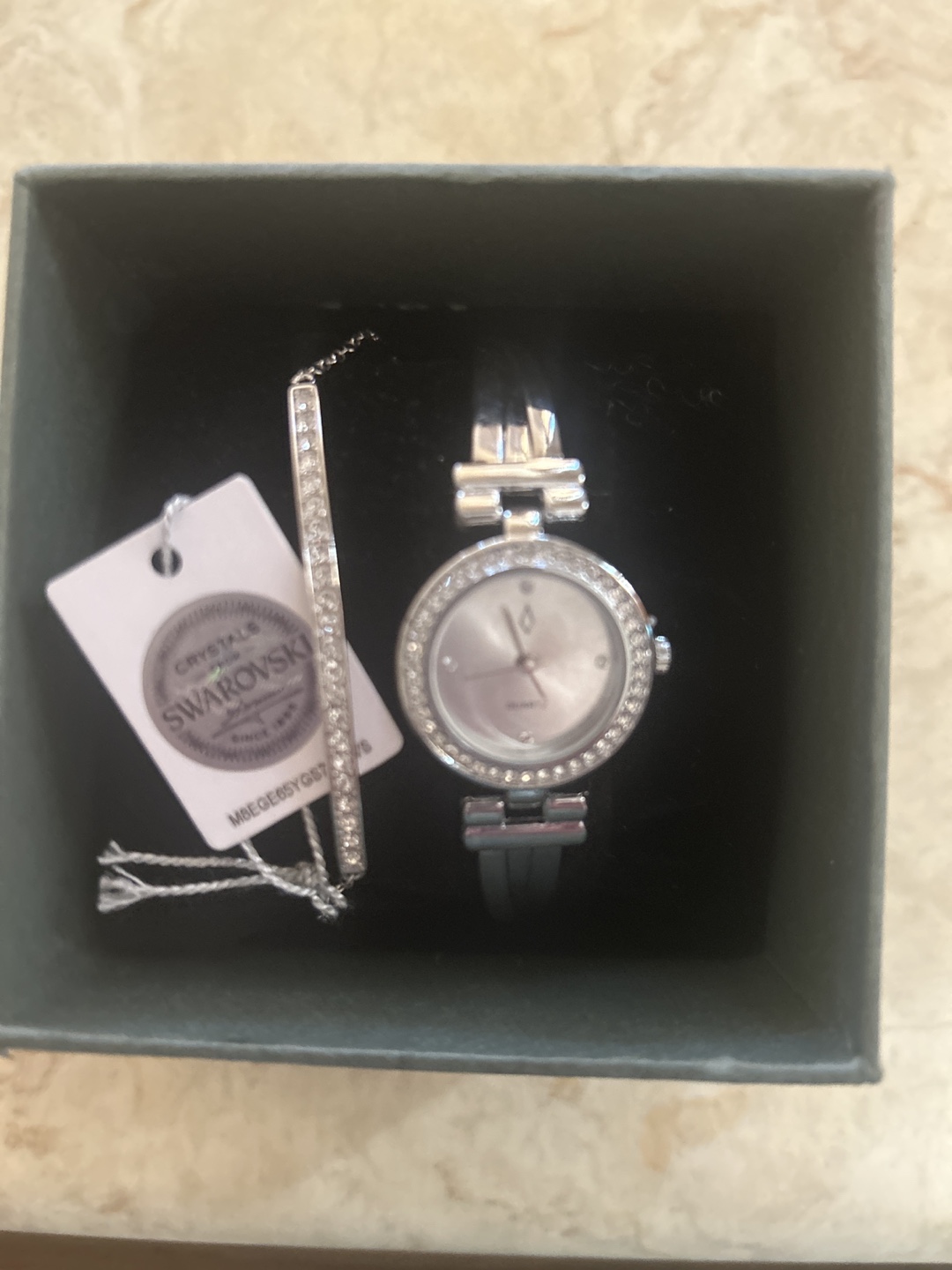 Swarovski Crystal Watch & Bracelet Set