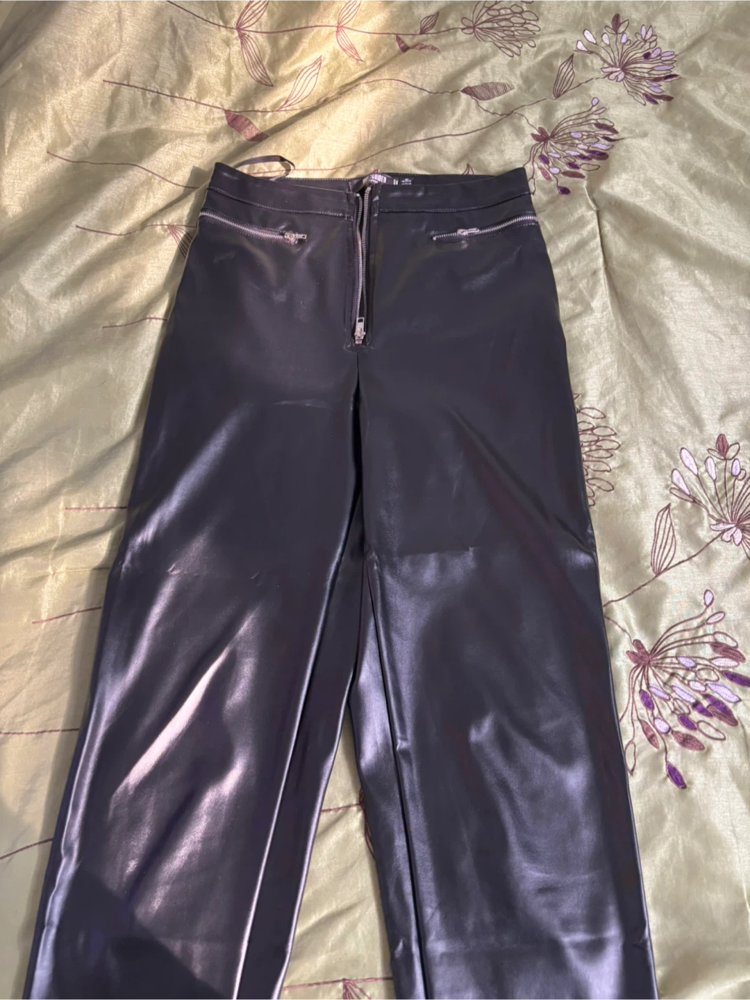 Missguided Petite Black Faux Leather Pants - Size 6