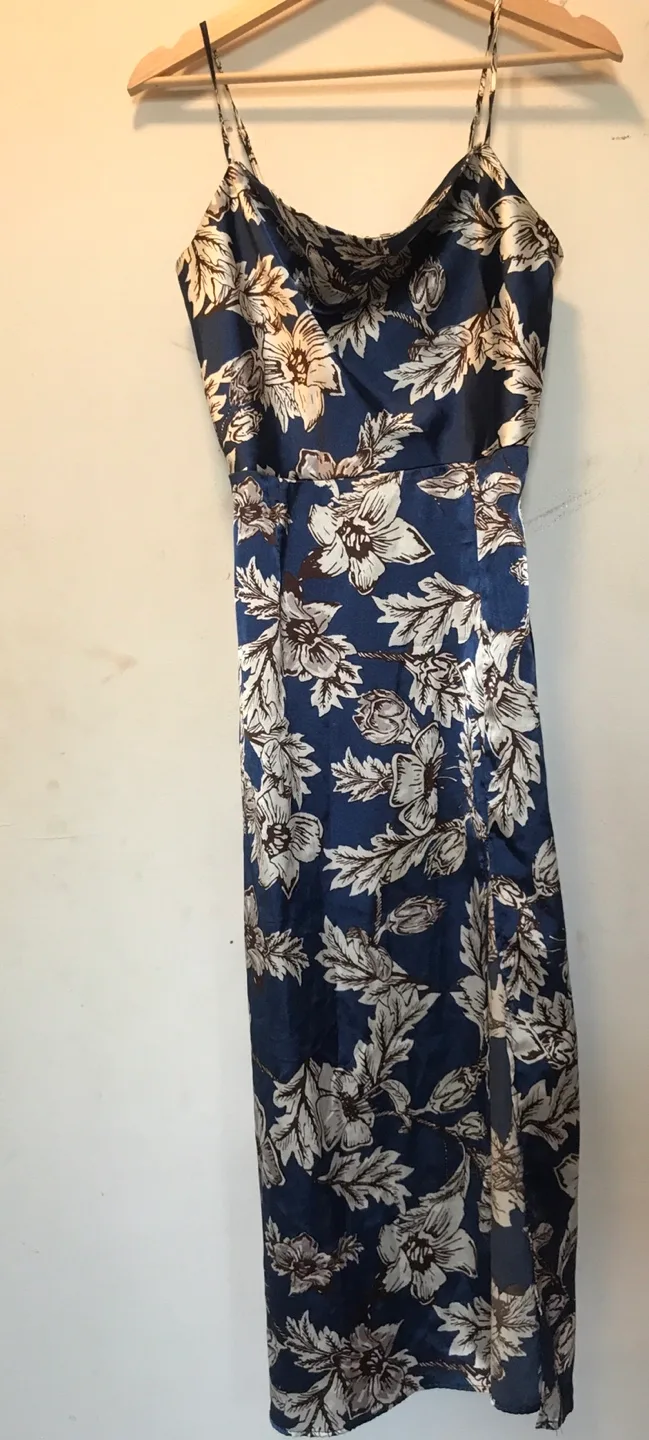 Satin Slip Dress - Blue thumbnail