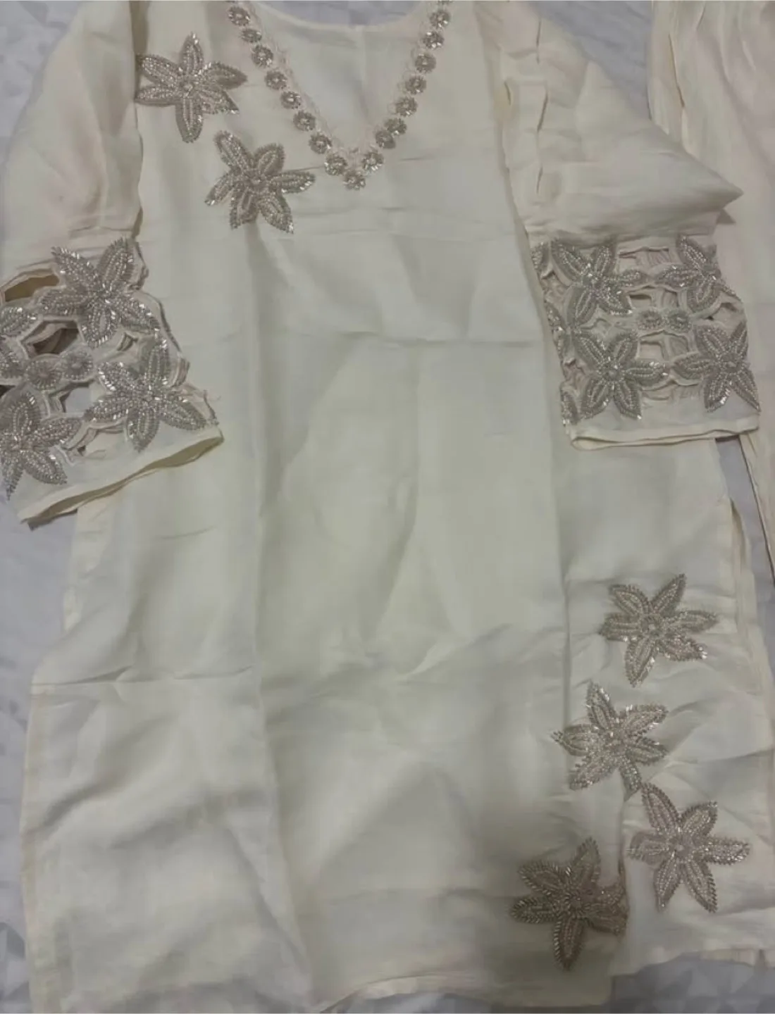 Cream Embroidered Salwar Kameez thumbnail