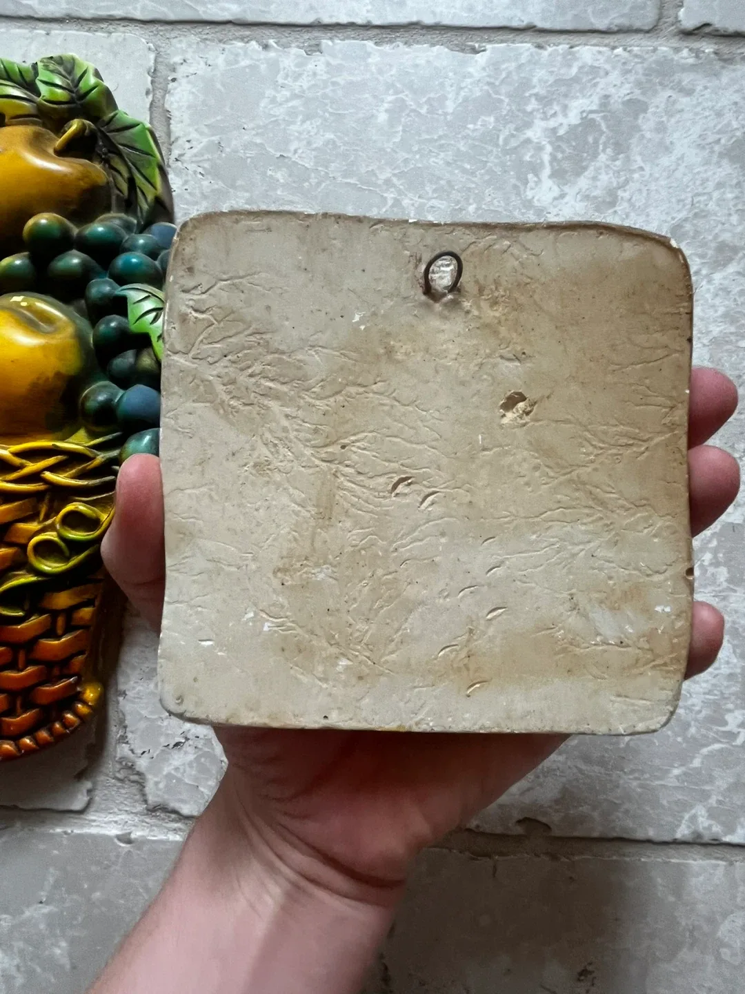 Vintage Fruit Basket Wall Decor Chalk Ware image indicator(3)