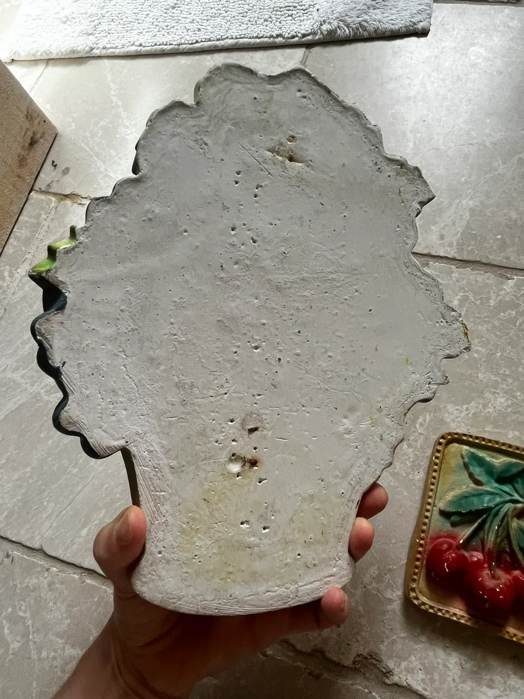 Vintage Fruit Basket Wall Decor Chalk Ware image indicator(2)