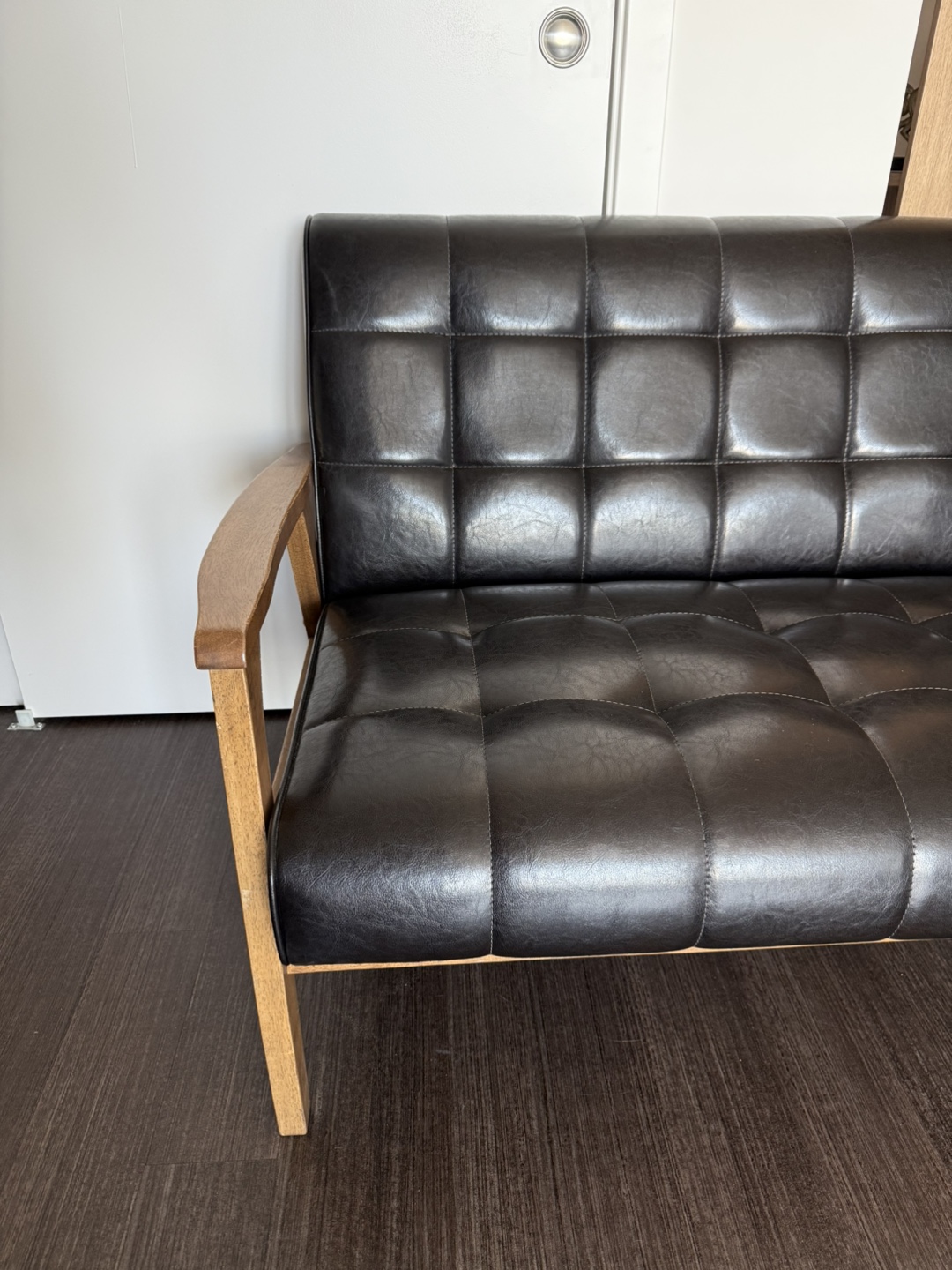 Black leather double chair/loveseat - photo 2
