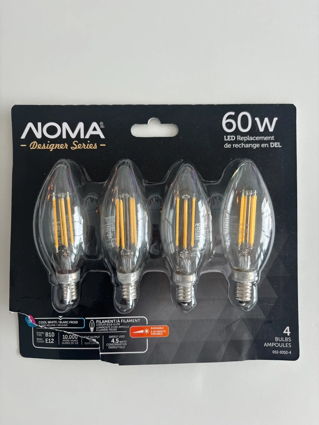NOMA Dimmable LED Filament Light Bulbs, Cool White (New) thumbnail