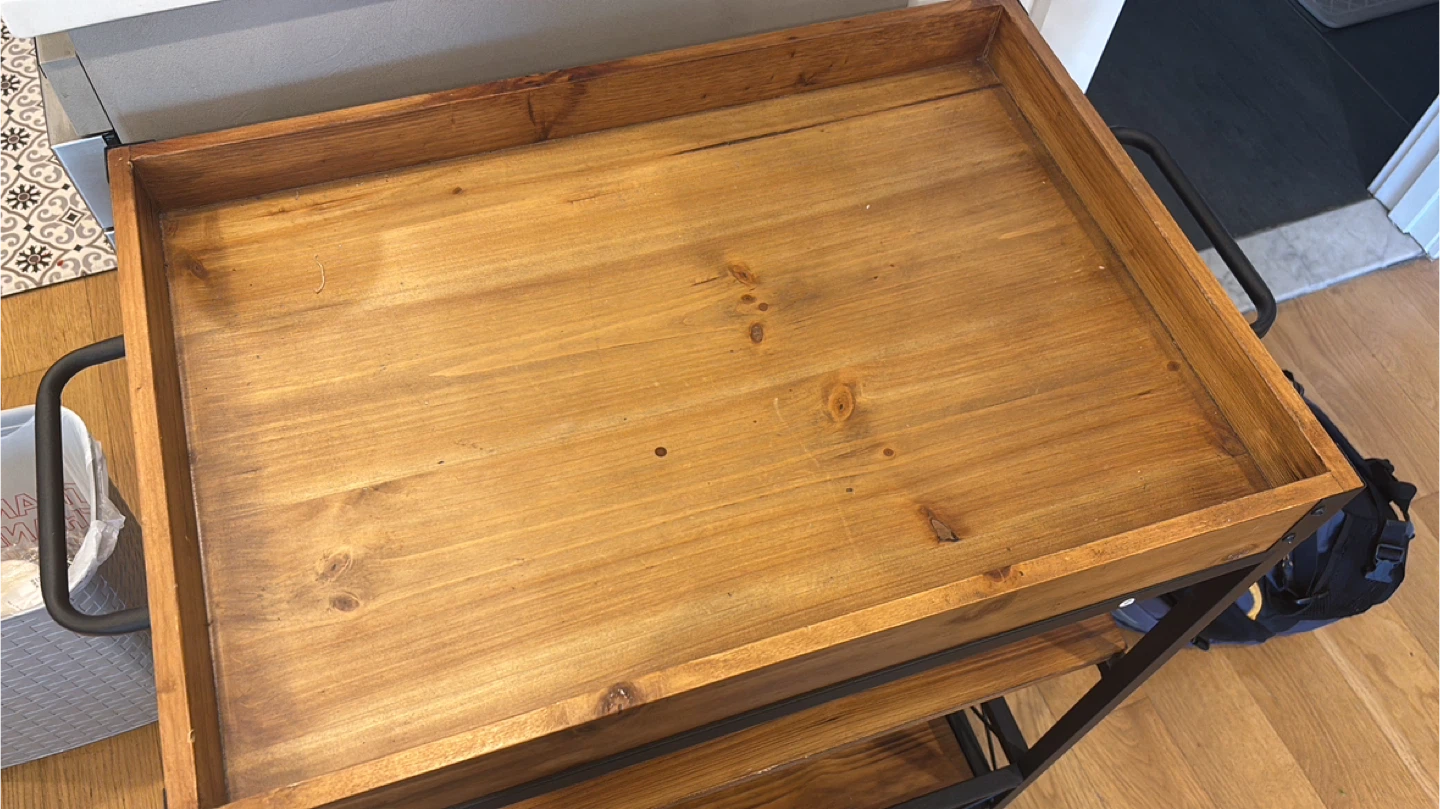 Wooden Bar Cart with Metal Frame - photo 2