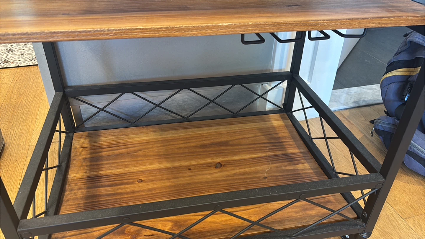Wooden Bar Cart with Metal Frame - photo 4