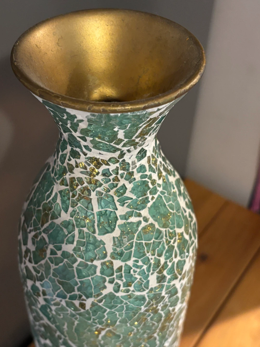 Decorative Mosaic Vase - Teal & Gold - photo 2