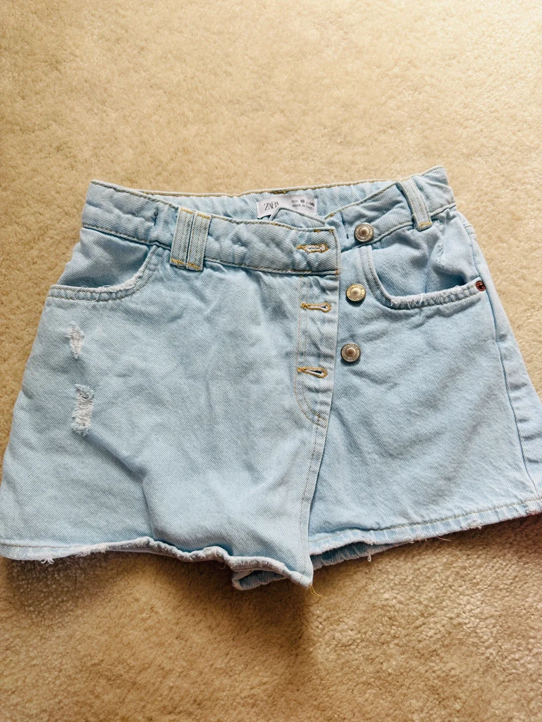 Zara Denim Skirt Shorts - Size 10 thumbnail