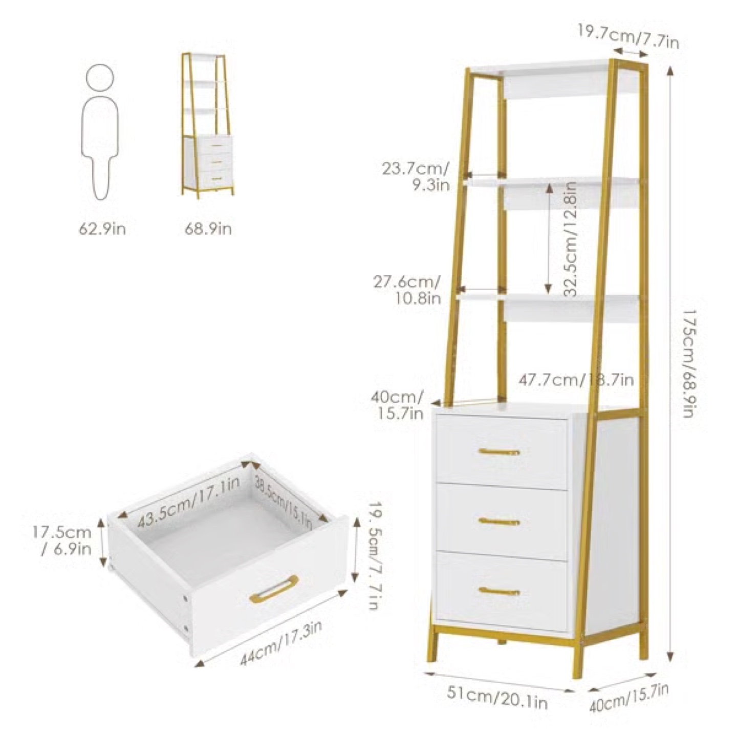 Étagère ladder bookcase nightstand - photo 2