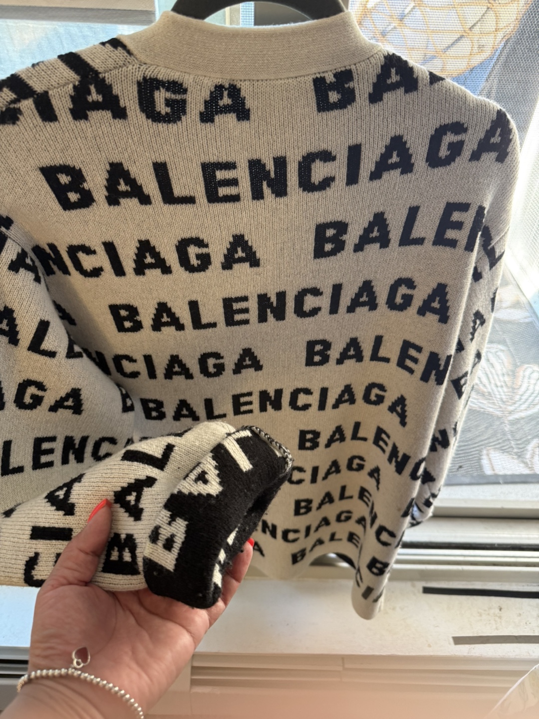 Balenciaga All Over Logo Cardigan