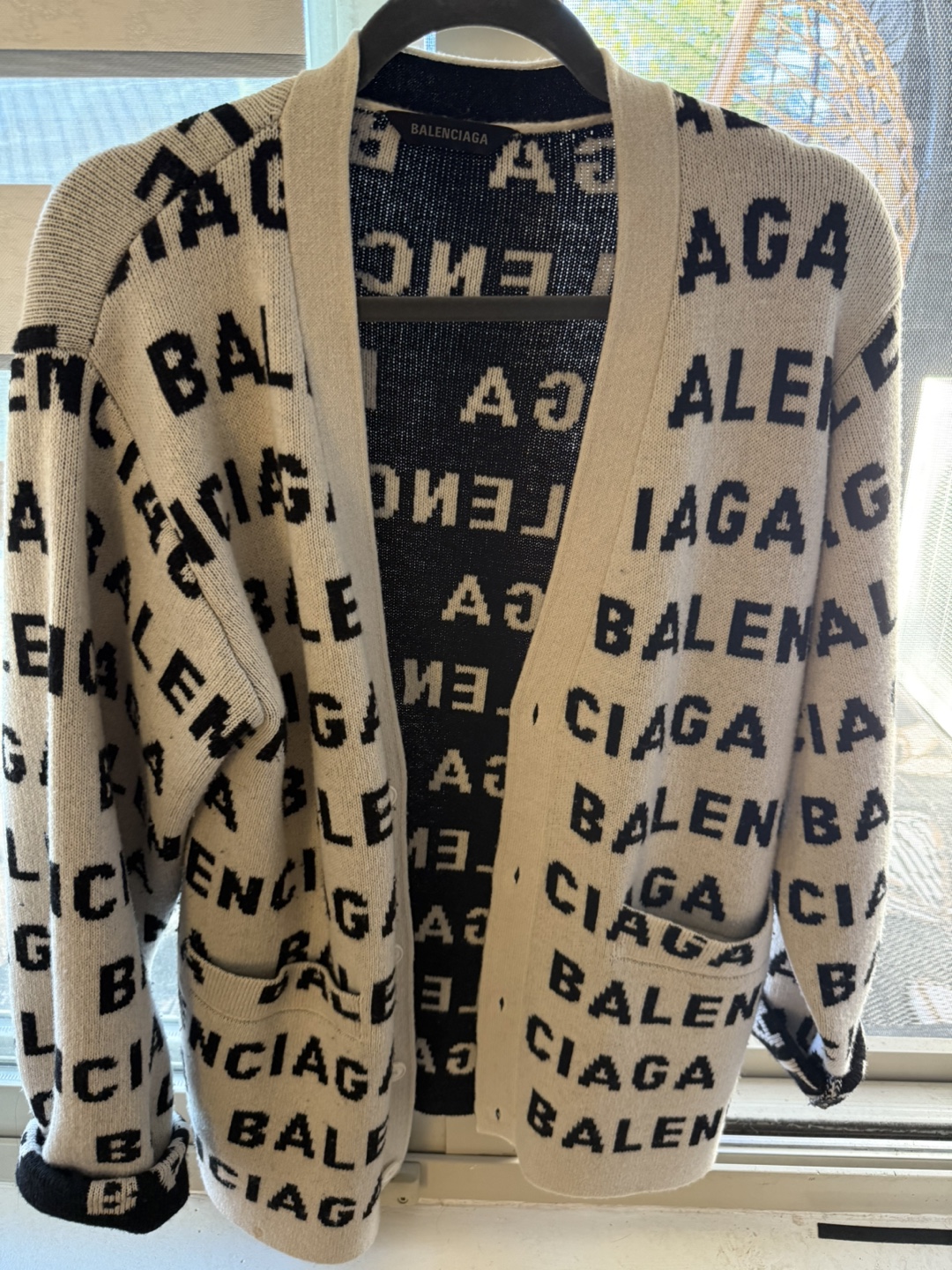 Balenciaga All Over Logo Cardigan - photo 2