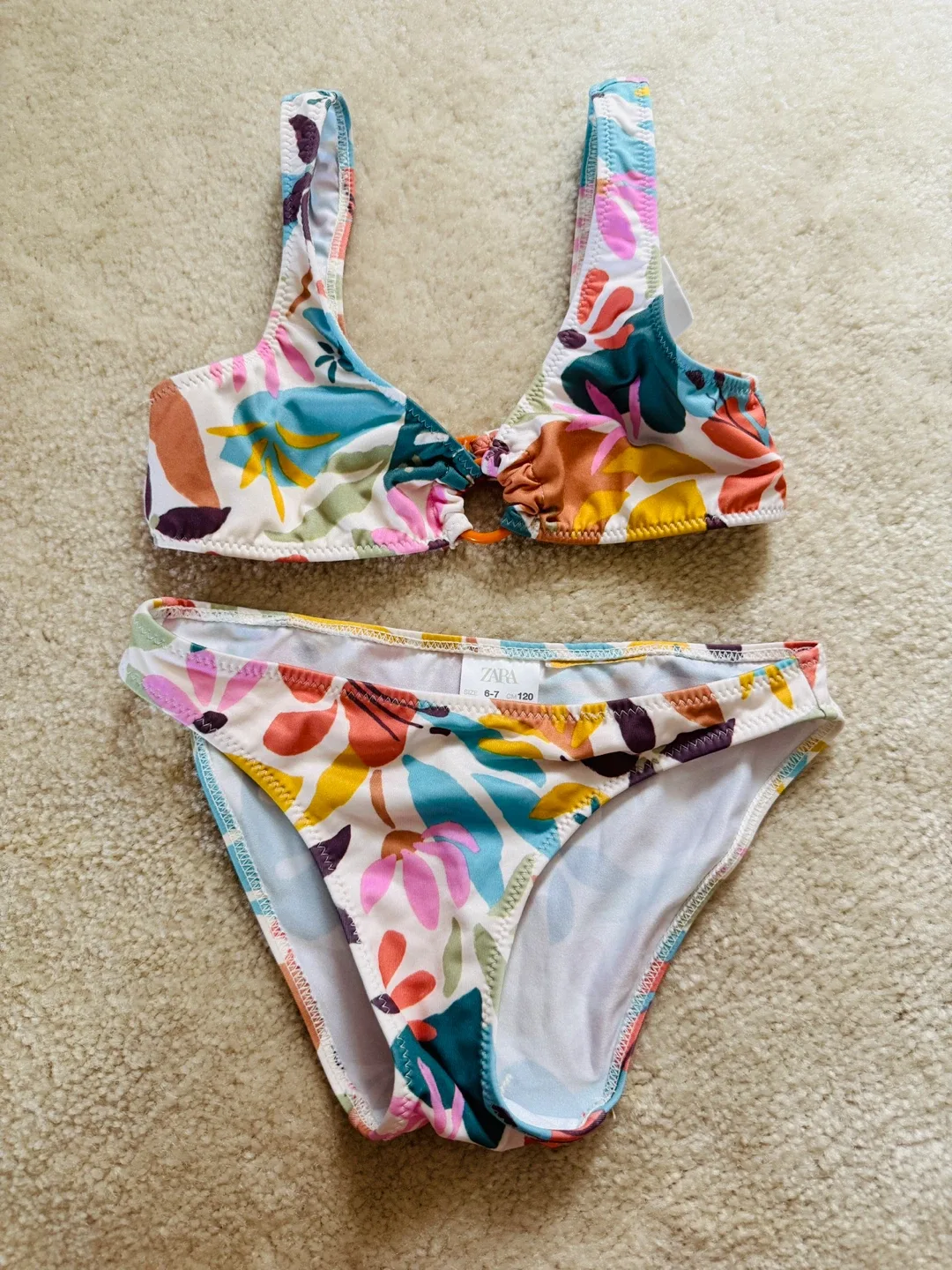 Zara Kids Floral Swimsuit - Size 6-7 (120) thumbnail