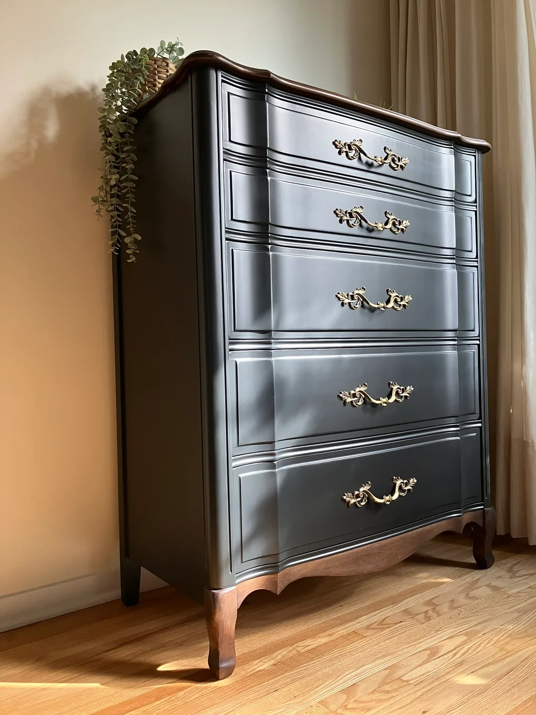 Vintage Wood 5-Drawer French Provincial Dresser image indicator(6)