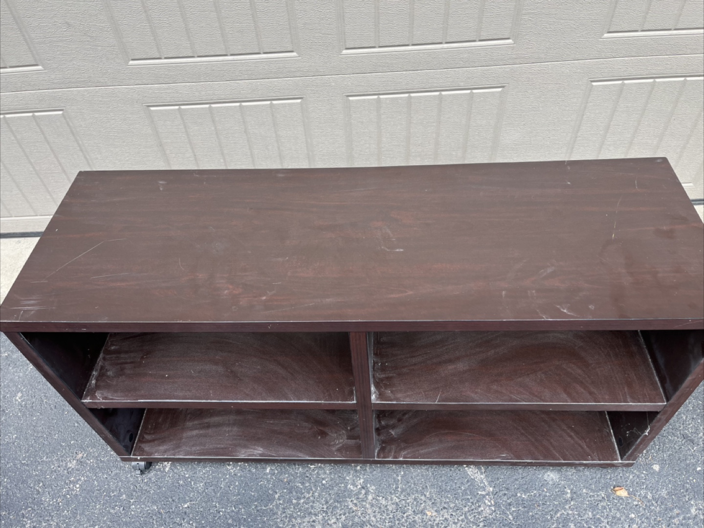 Dark Brown Wooden TV stand on wheels - photo 2