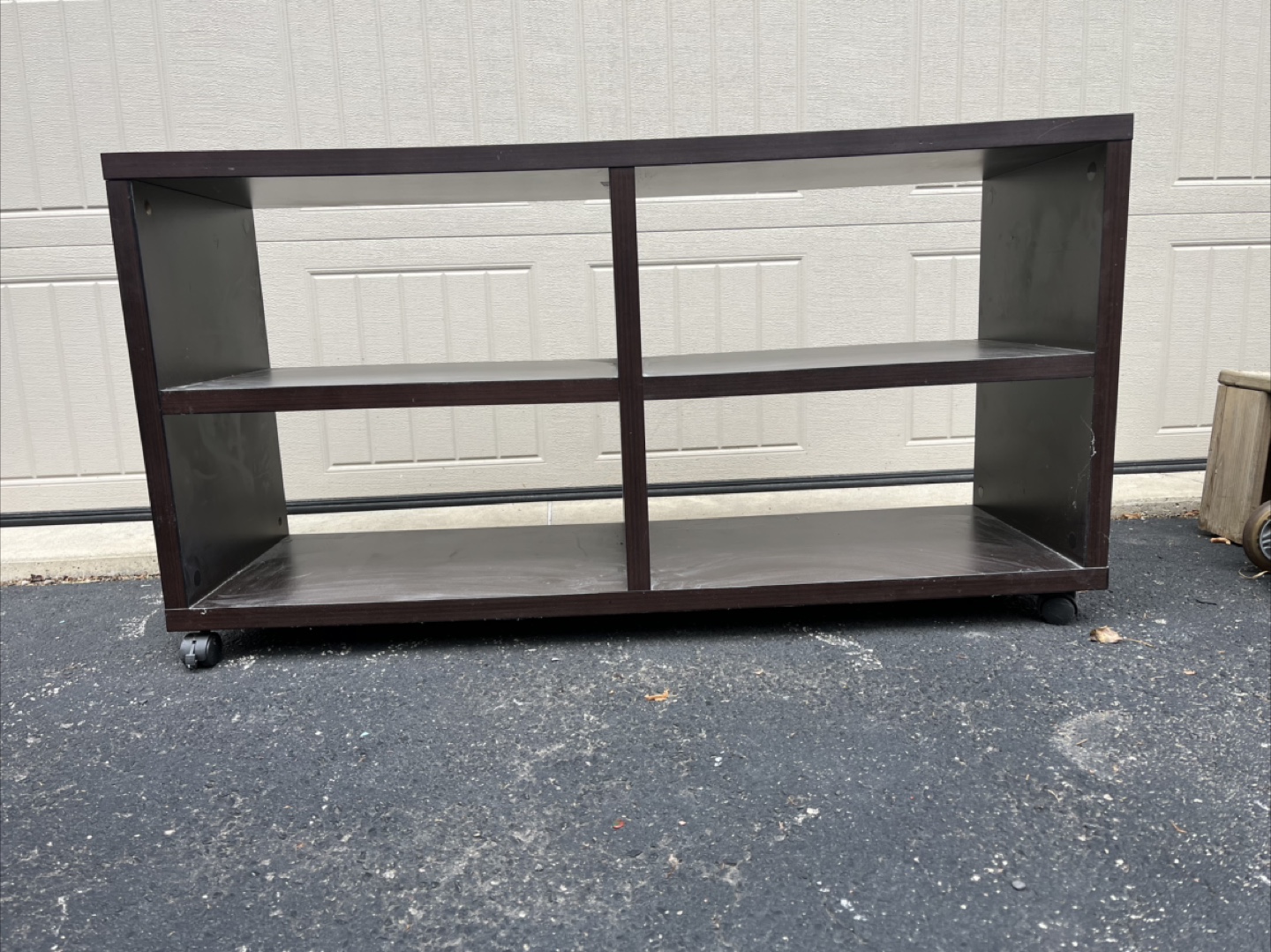 Dark Brown Wooden TV stand on wheels