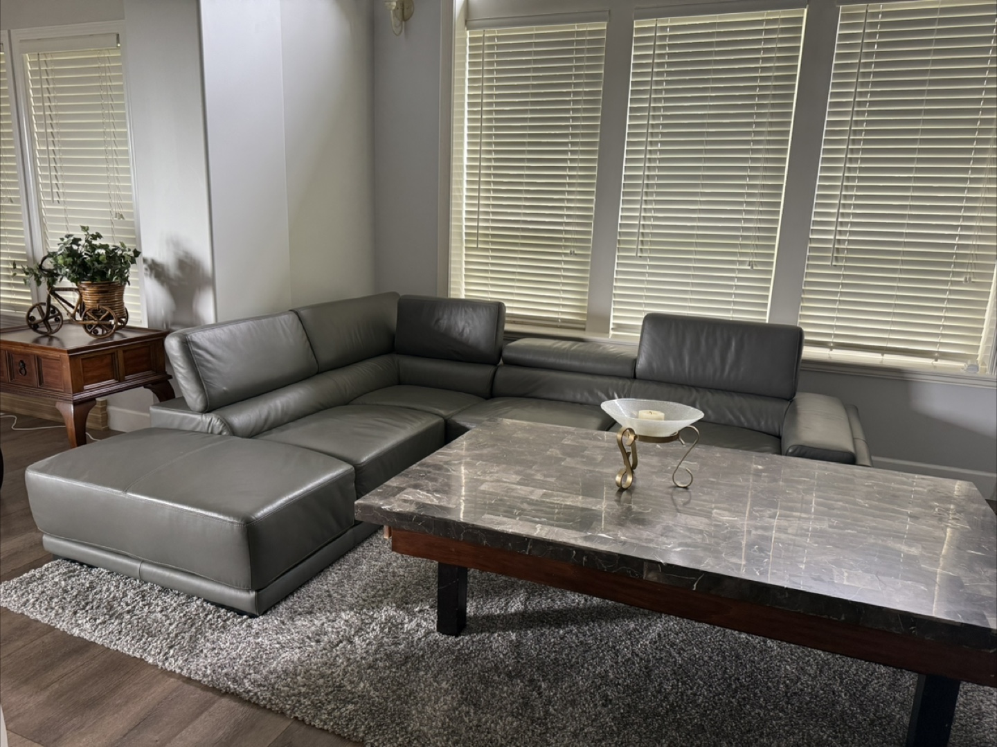Grey Leather Sectional Sofa