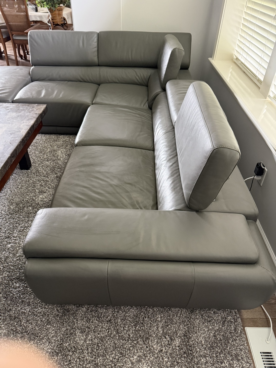 Grey Leather Sectional Sofa - photo 4