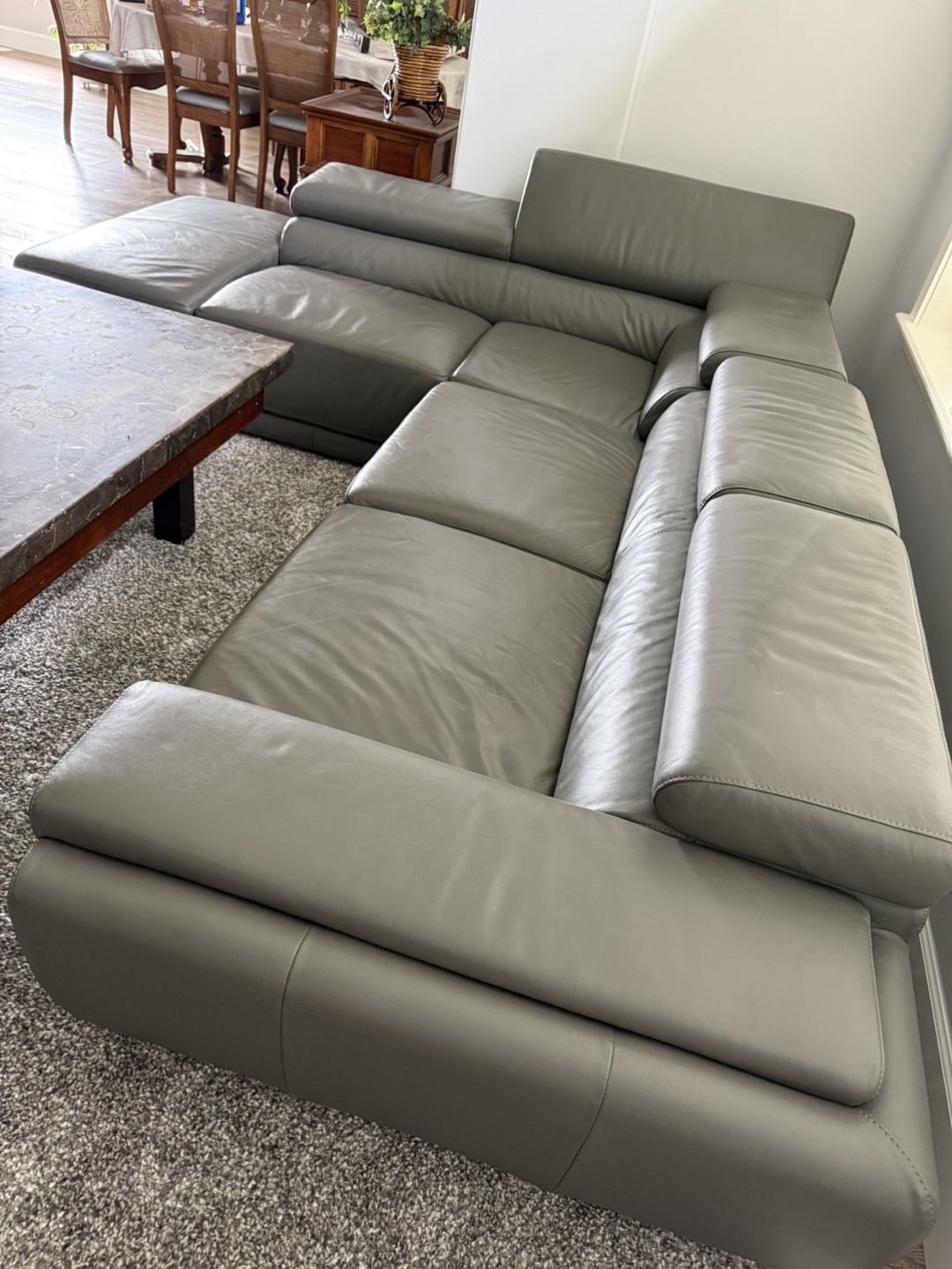 Grey Leather Sectional Sofa - photo 2