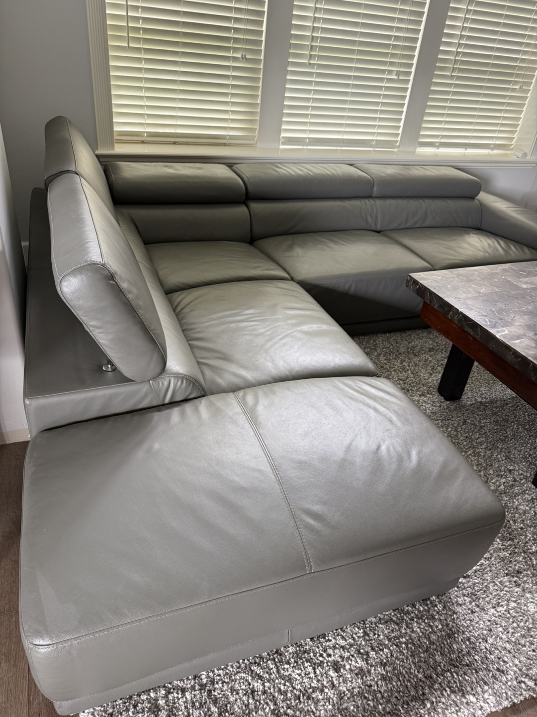 Grey Leather Sectional Sofa - photo 5