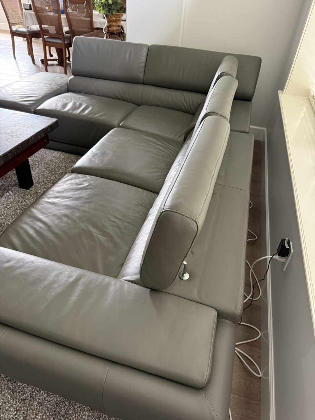 Grey Leather Sectional Sofa - photo 3
