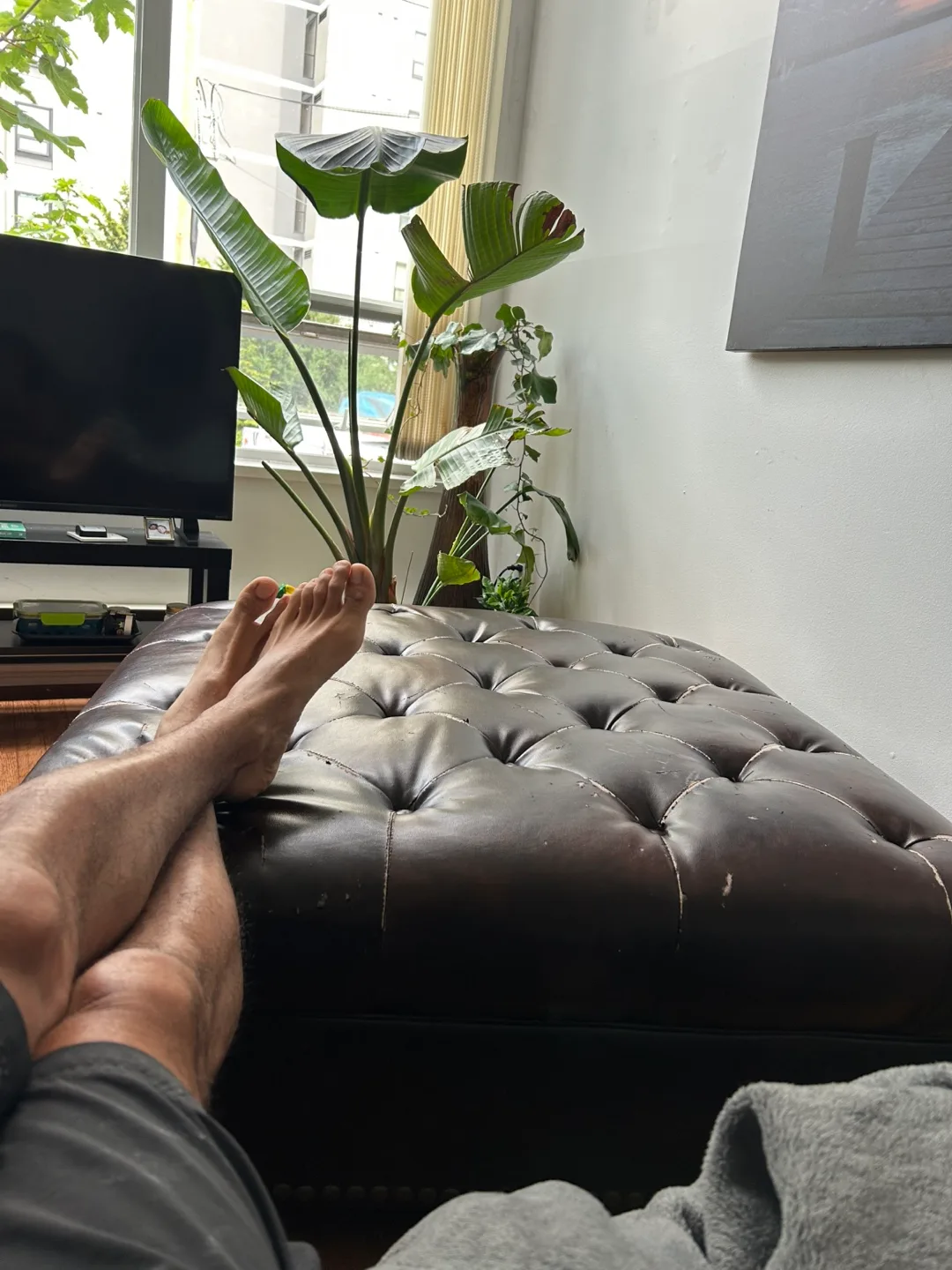 Brown Leather Ottoman thumbnail