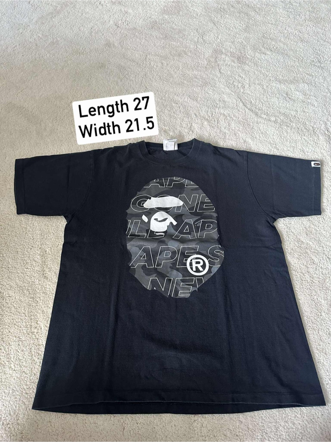 BAPE Black T-Shirt, Size L