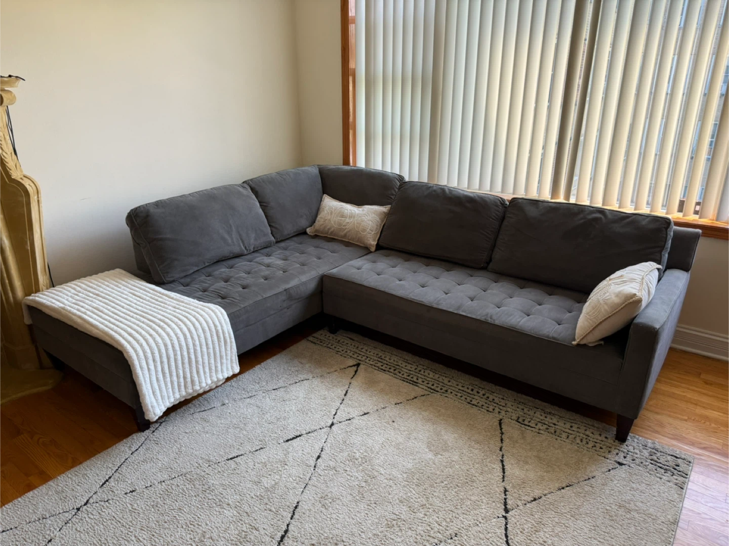 Gray Sectional Sofa - 105" x 90"