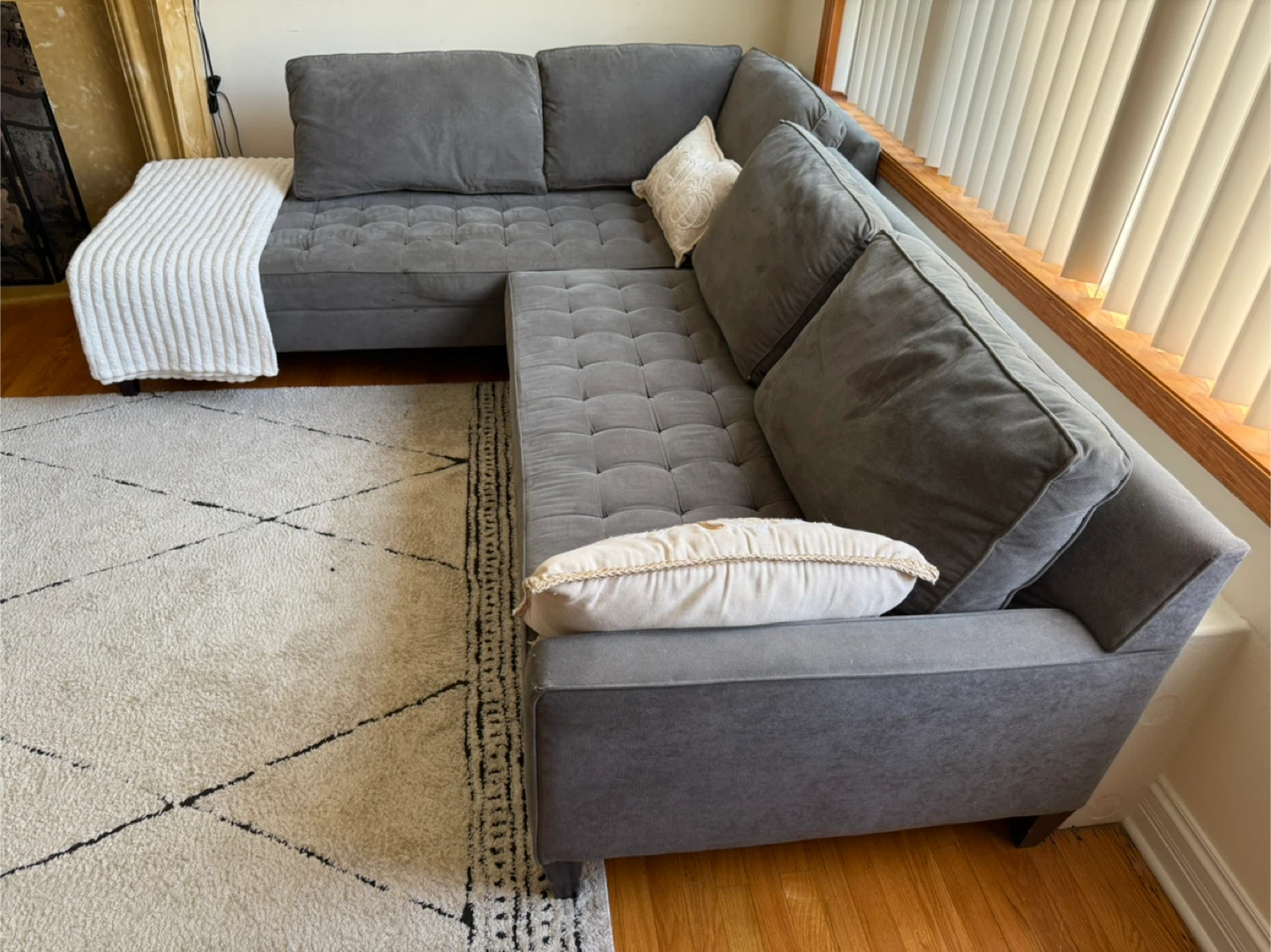 Gray Sectional Sofa - 105" x 90" - photo 3