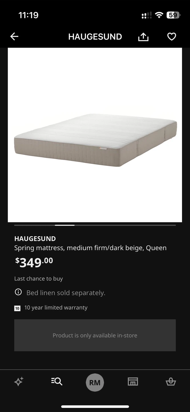 IKEA Haugesund Queen Mattress and frame - Medium Firm/Dark Beige - photo 5