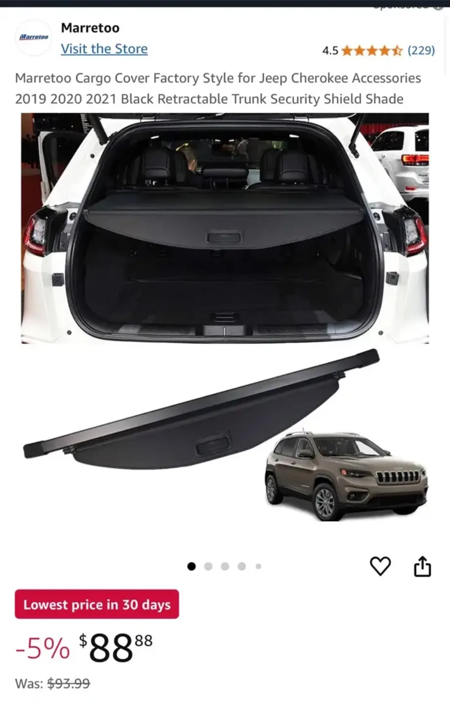 Marretoo Jeep Cherokee Cargo Cover image indicator(2)