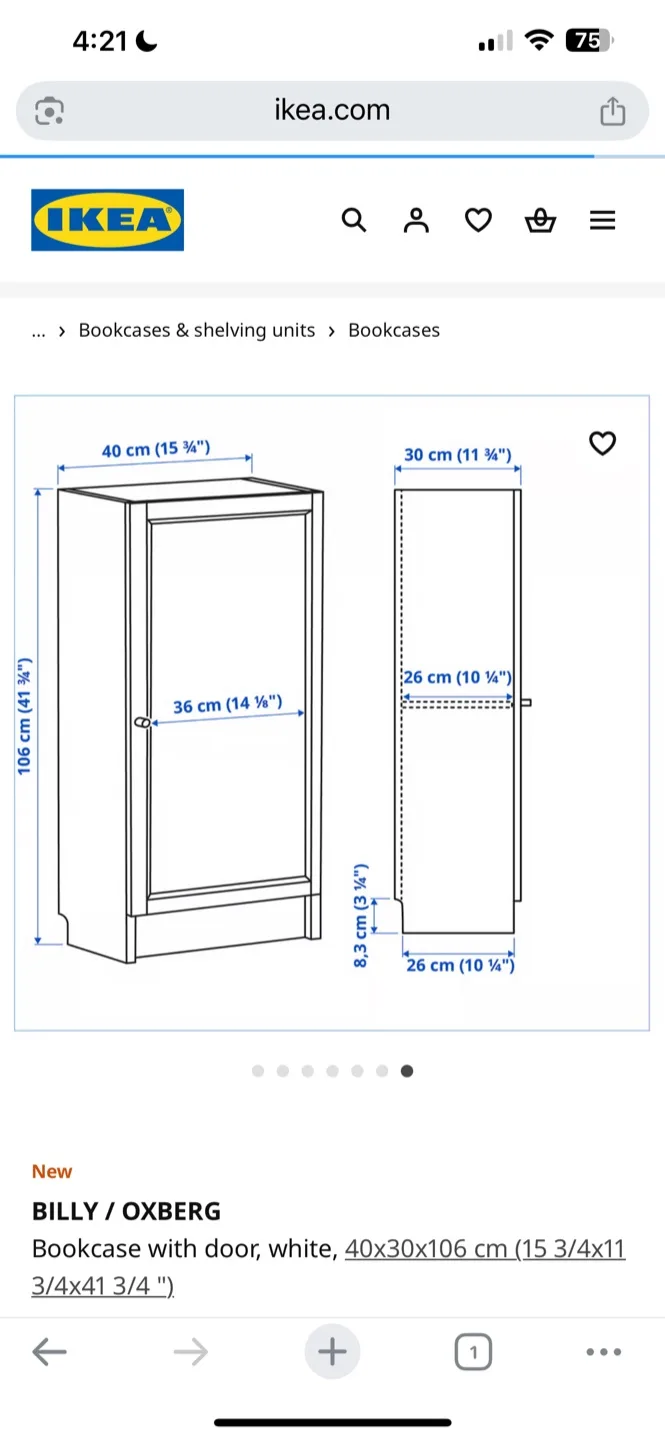 IKEA Billy / OXBERG Bookcase - White thumbnail