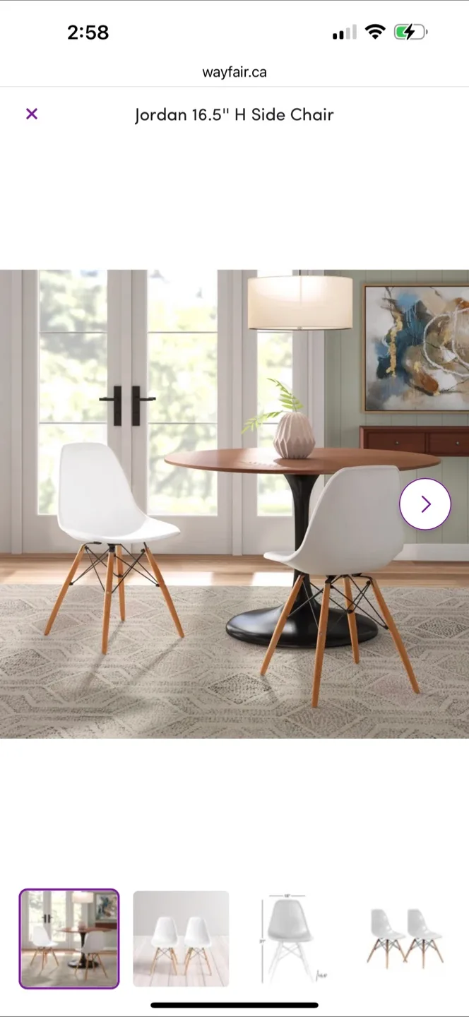 White Dining Chair with wood legs (4pcs)