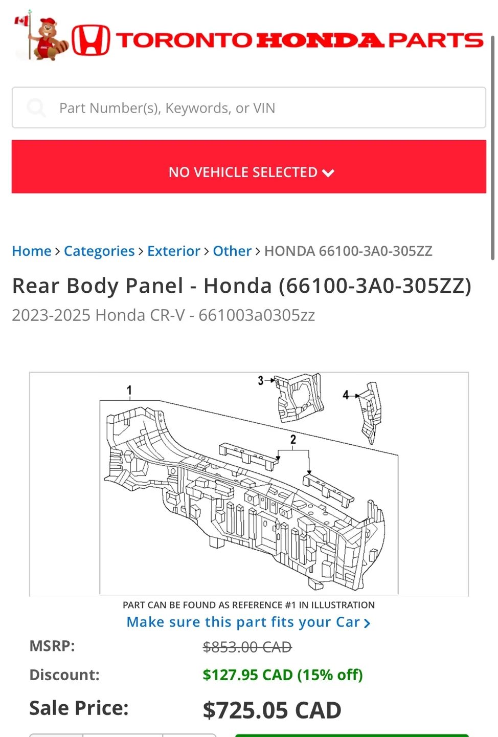 Honda CRV Rear Bumper Body Panel image indicator(6)