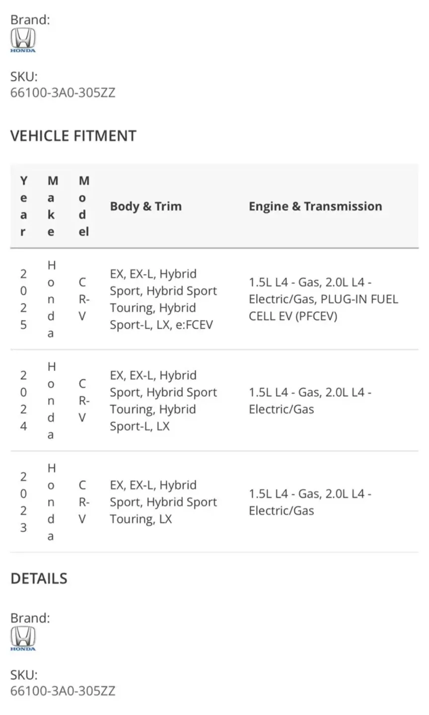 Honda CRV Rear Bumper Body Panel image indicator(7)