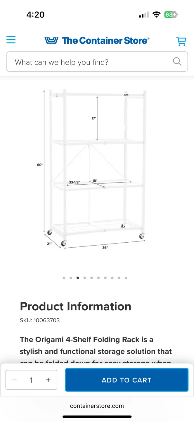Origami 4-Shelf Folding Rack - White - photo 4