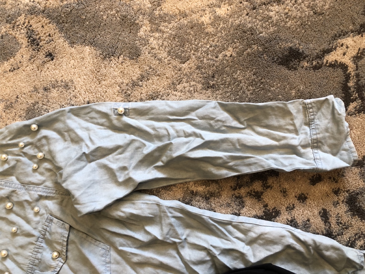 Given Kale Chambray Pearl Embellished Shirt - Size S - photo 4