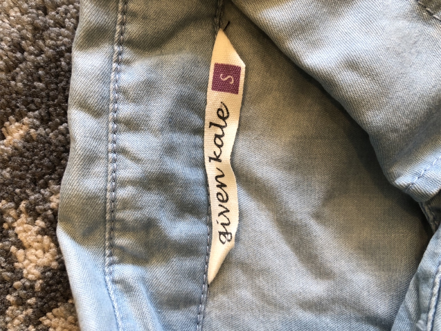 Given Kale Chambray Pearl Embellished Shirt - Size S - photo 3