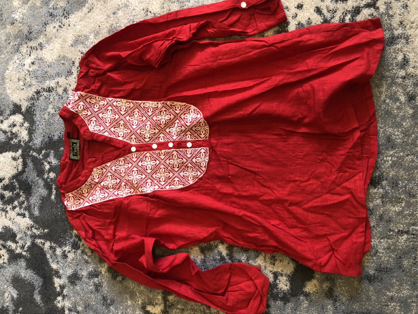 Panchi Red Embroidered Blouse - Size XXL