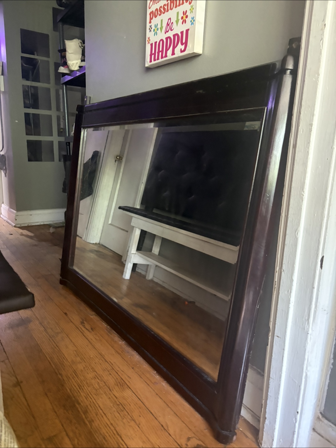 Large Wooden Framed Mirror