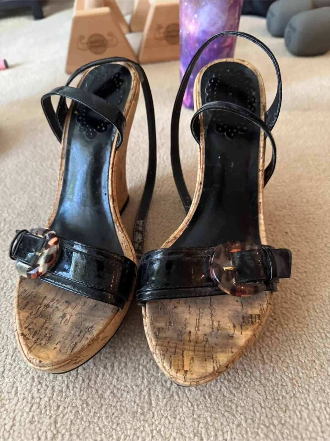 Black Wedge Sandals - Size 10 thumbnail