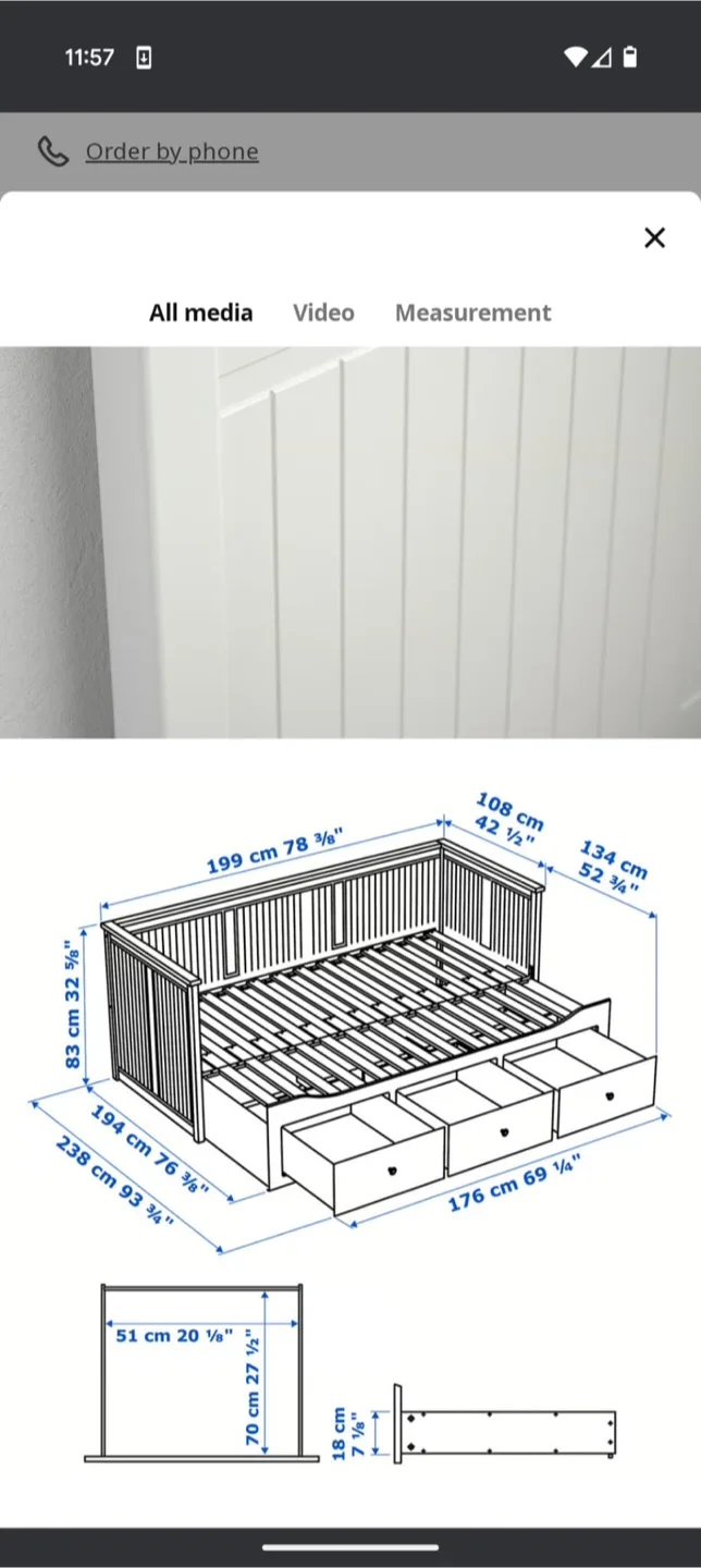 IKEA Hemnes Daybed Frame w/ 3 Drawers and mattress image indicator(2)