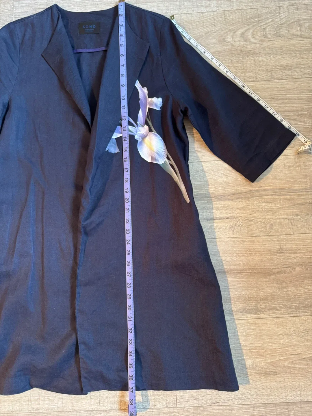 SONO Navy Blue Linen Jacket image indicator(6)